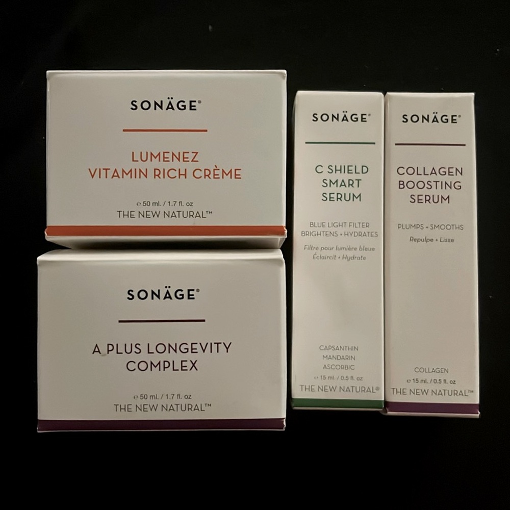 Sonäge Skincare Bundle 4 full size products $180 retail value !